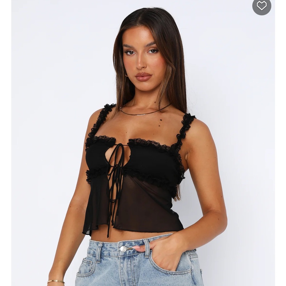 White Fox Boutique Black Sheer Tank Top